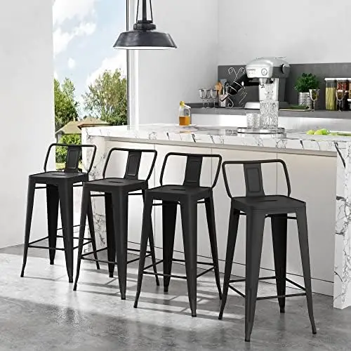 inch Metal Bar Stools Set of 4 Modern Counter Height Stools with Backs Low Back Bar Chairs for Indoor Outdoor Matte Black
inch Metal Bar Stools Set of 4 Modern Counter Height Stools with Backs Low Back Bar Chairs for Indoor Outdoor Matte Black