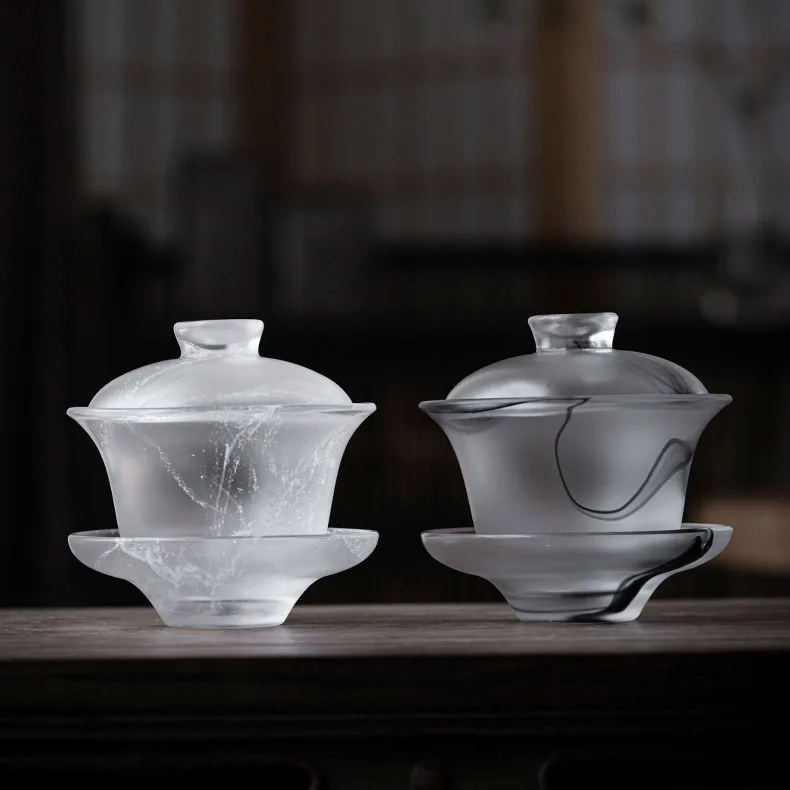 Chinese Ink Heat-resistant Glass Gaiwan Transparent Cover Bowl Lid Saucer Tea Cup Tureen Travel Teaware Sets Business Gift 150ML
Chinese Ink Heat-resistant Glass Gaiwan Transparent Cover Bowl Lid Saucer Tea Cup Tureen Travel Teaware Sets Business Gift 150ML