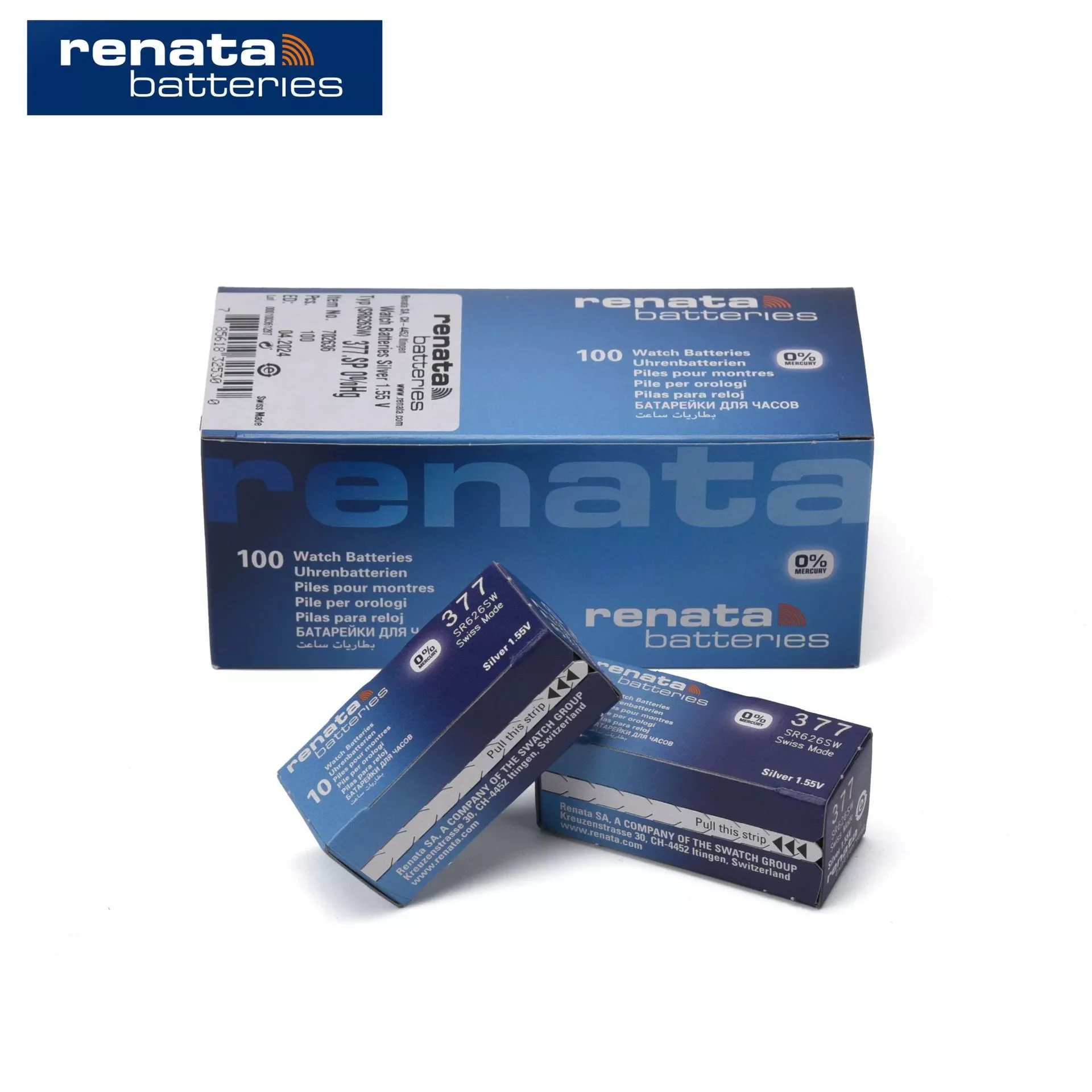 100pcs renata Silver Oxide Watch Battery 377 SR626SW 626 1.55V % original brand renata 377 all size
100pcs renata Silver Oxide Watch Battery 377 SR626SW 626 1.55V % original brand renata 377 all size