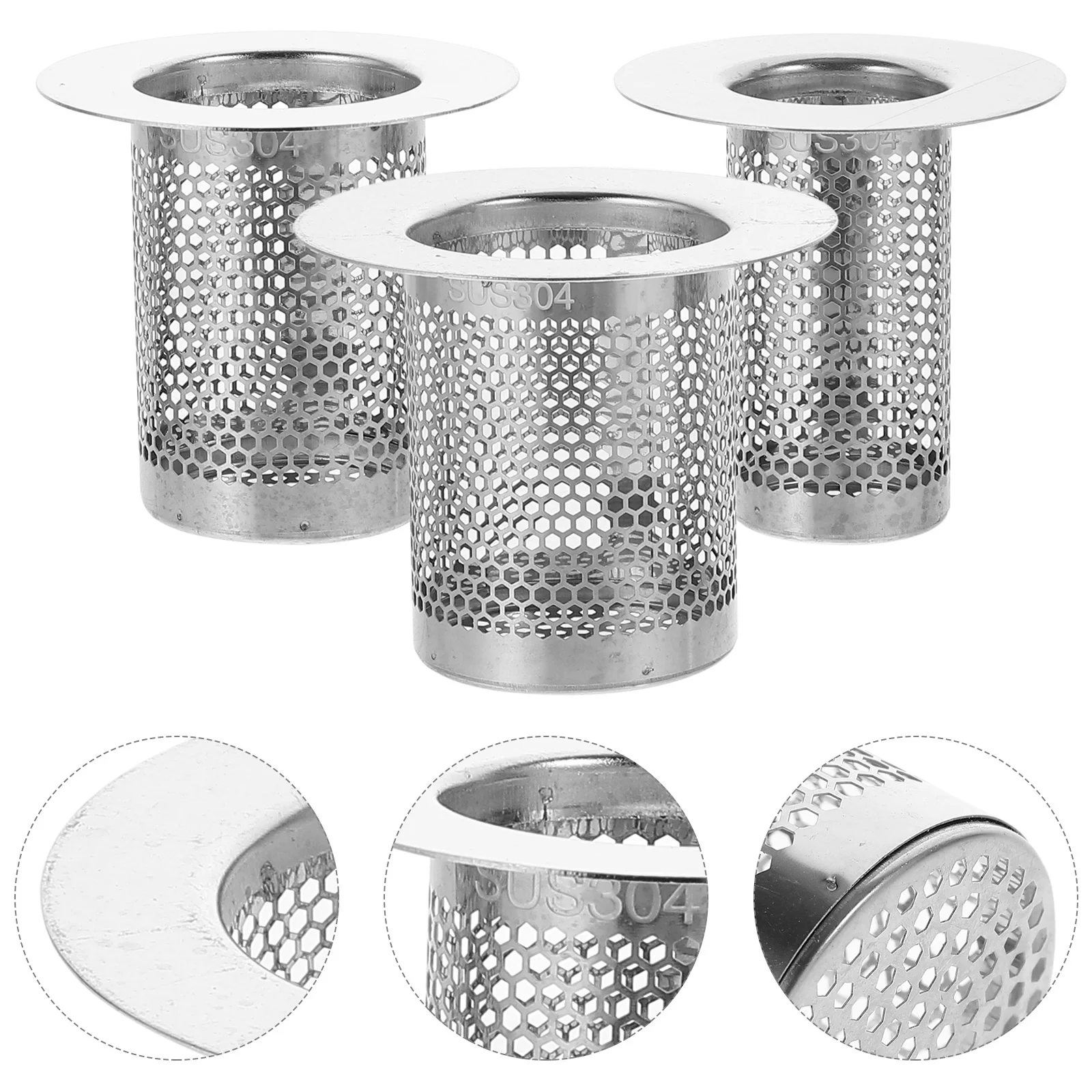 3 Pcs Mesh Strainer Hair Catcher Kitchen Sink Drain Receiver Stopper Stainless Steel
3 Pcs Mesh Strainer Hair Catcher Kitchen Sink Drain Receiver Stopper Stainless Steel