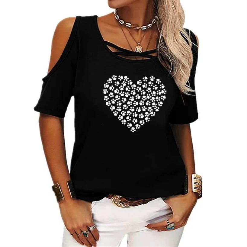 DOG Heart Summer Black Short Sleeve T-shirts Women Casual Off Shoulder Tees Tops Female Simple Basic Tshirts For Ladies 2022
DOG Heart Summer Black Short Sleeve T-shirts Women Casual Off Shoulder Tees Tops Female Simple Basic Tshirts For Ladies 2022