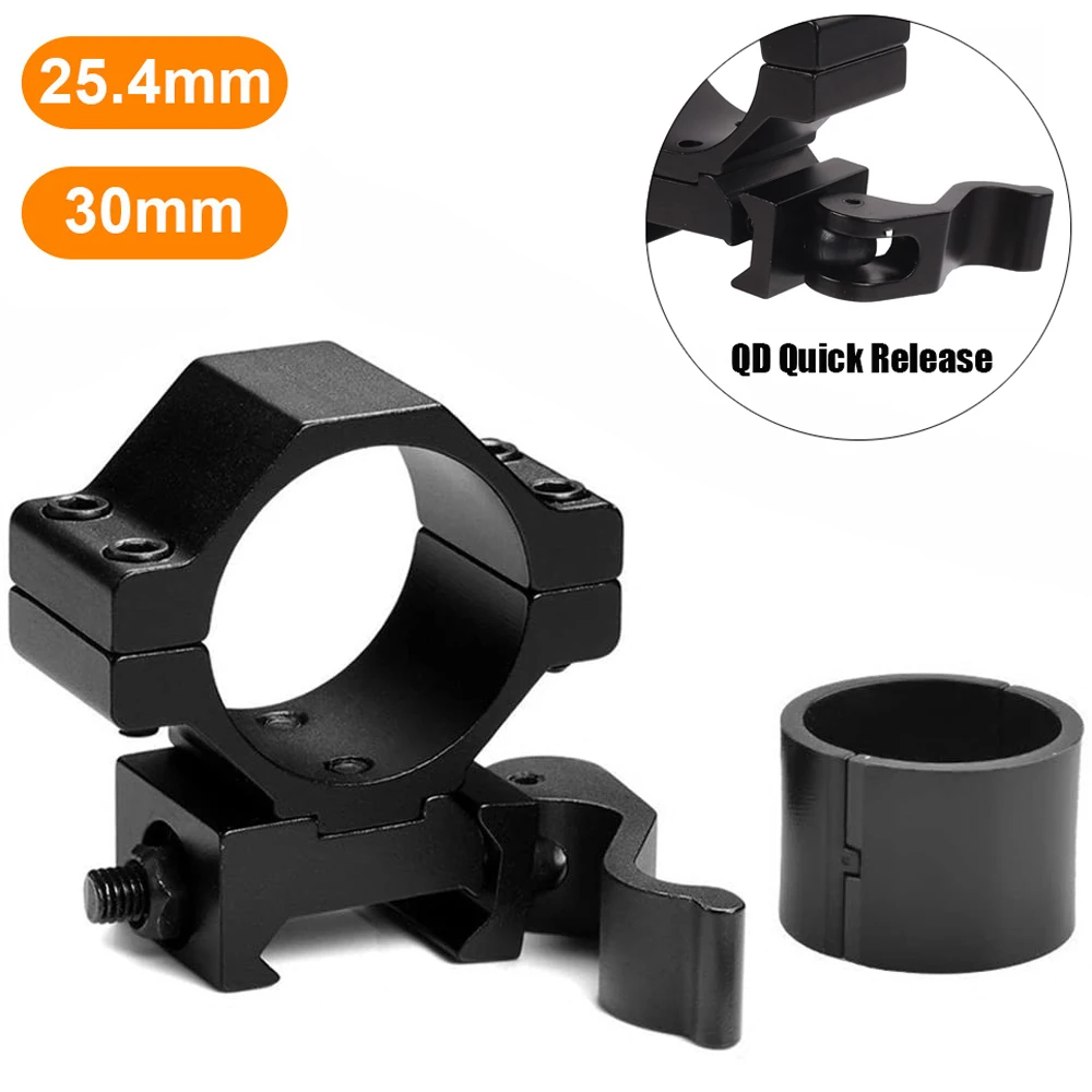 25.4/30mm Scope Mount Ring Adapter With QD Quick Release Detach Fit For 20mm Width Picatinny Weaver Rail Flashlight Sights 
25.4/30mm Scope Mount Ring Adapter With QD Quick Release Detach Fit For 20mm Width Picatinny Weaver Rail Flashlight Sights