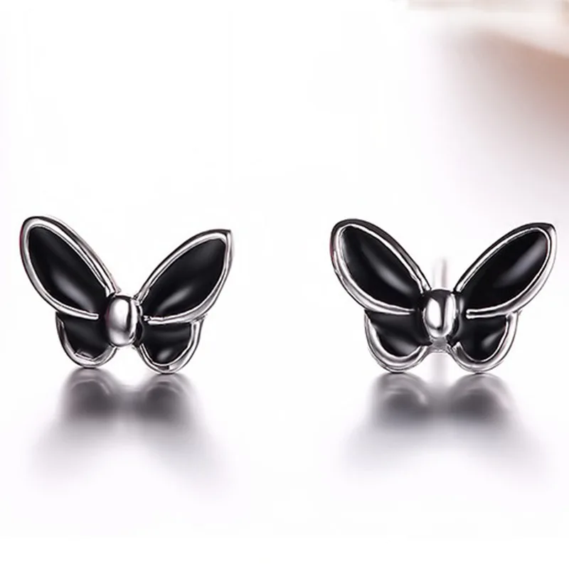 

Cute Romantic Butterfly Minimal Stud Earrings For Women Black Epoxy Copper Female Tiny Trendy Earring Piercing Nail Accessories