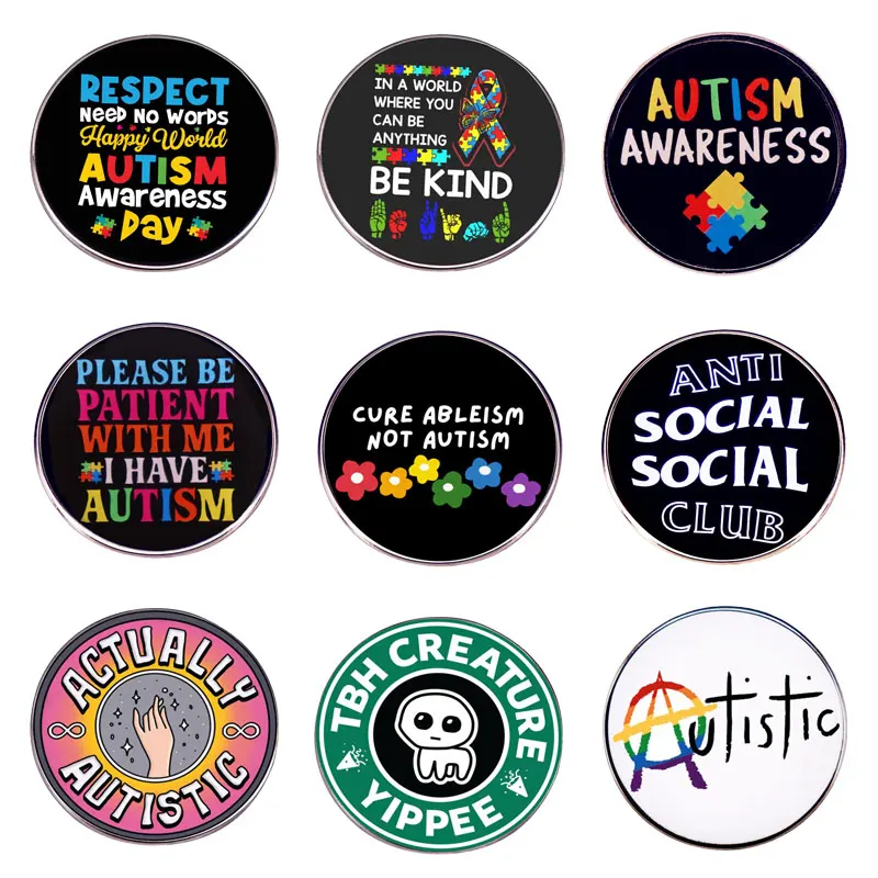 

Introverted Autistic Autism Awareness Pin Brooches Enamel Brooch Badge Lapel Pins Hard Metal Alloy Jacket Decoration Jewelry