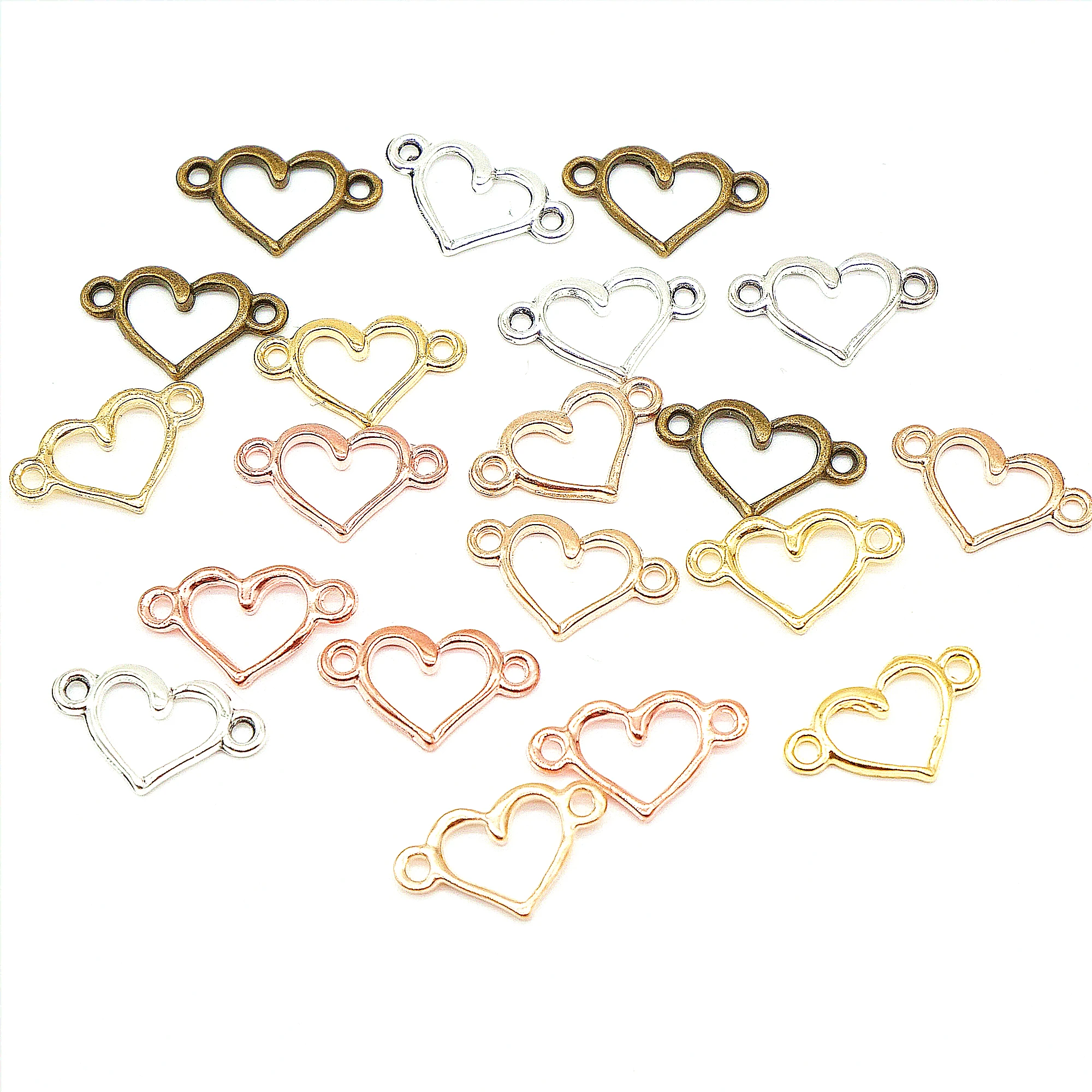 100 шт., подвески в виде сердца, 14x8 мм 
100 шт., подвески в виде сердца, 14x8 мм