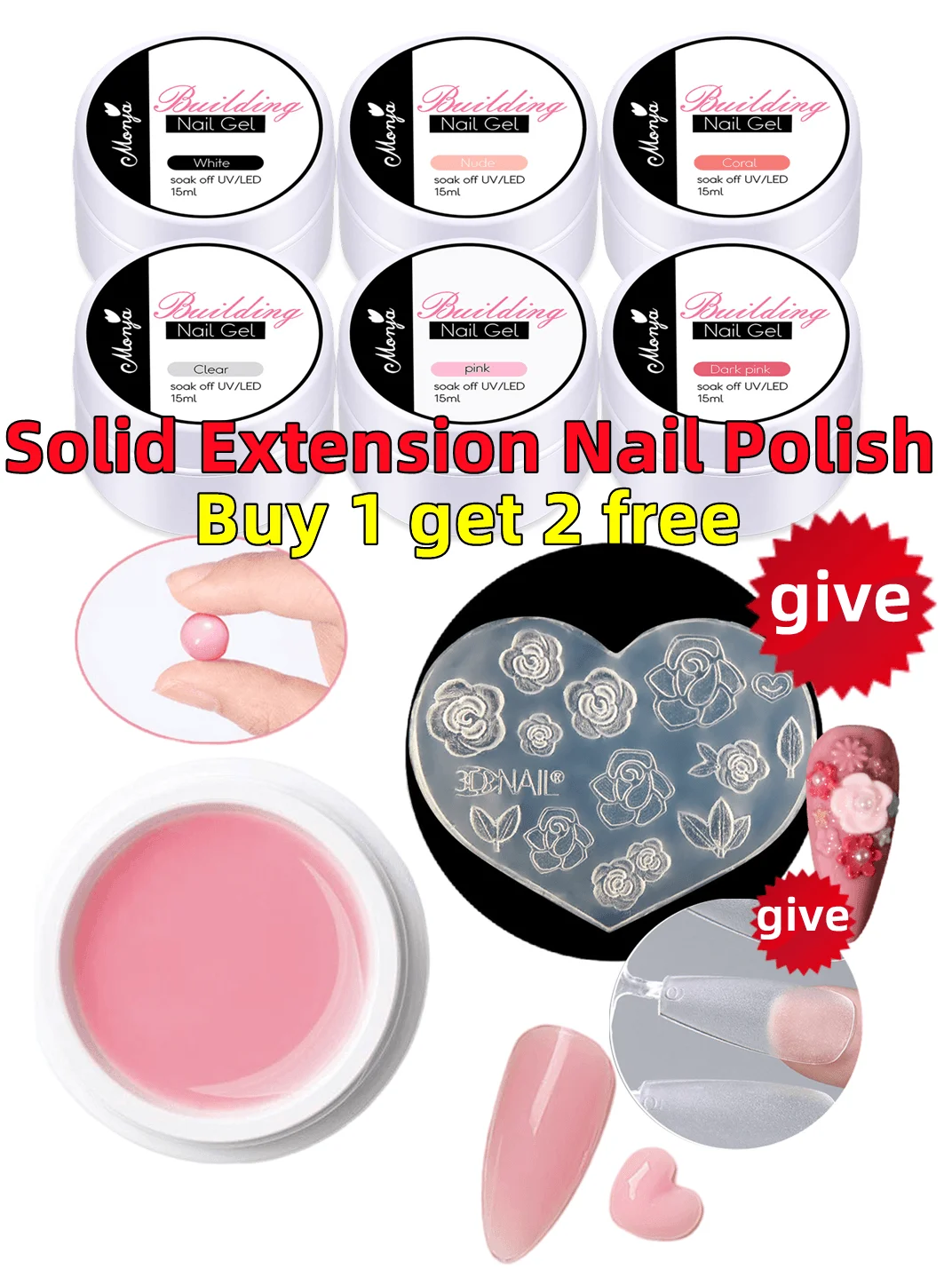 Buy 1 Get 2 Poly Acrylic Gel Nail Extension Quick Building Poly Nail Gel Pure/Glitter Prolong Manicure Polymer Acrylic Gel
Buy 1 Get 2 Poly Acrylic Gel Nail Extension Quick Building Poly Nail Gel Pure/Glitter Prolong Manicure Polymer Acrylic Gel