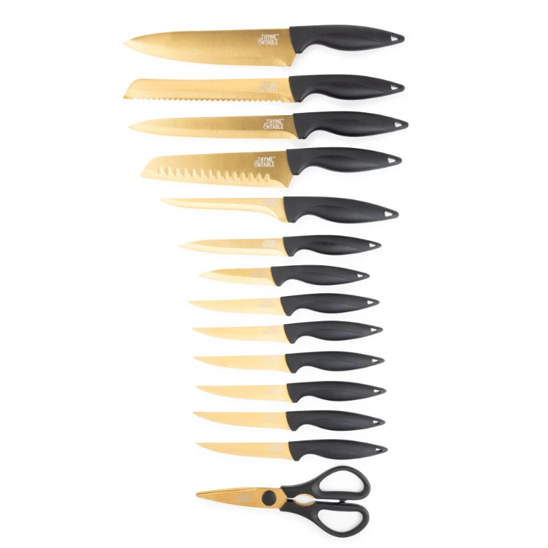 15pcs Knife Block Set Kitchen knives Chef knife Cook Set Chef Utility Slicer Vegetable Peeler
15pcs Knife Block Set Kitchen knives Chef knife Cook Set Chef Utility Slicer Vegetable Peeler