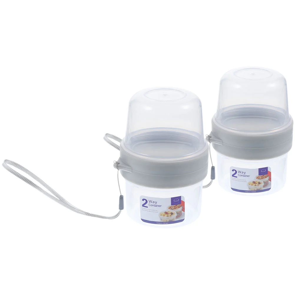 

2 Sets Overnight 2-way Double-Layer Portable Cereal Oatmeal Cup Fresh-Keeping Cup Breakfast Cup Yogurt Oats Cup