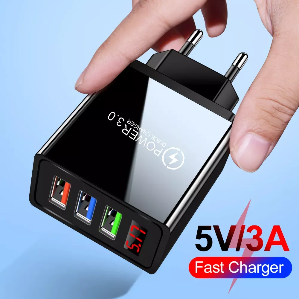 3.1A Quick Charge 3.0 LED Display 3 Ports USB Phone Charger Fast Charging For iPhone 11 Pro Samsung S20 Charger EU Wall Adapter
3.1A Quick Charge 3.0 LED Display 3 Ports USB Phone Charger Fast Charging For iPhone 11 Pro Samsung S20 Charger EU Wall Adapter