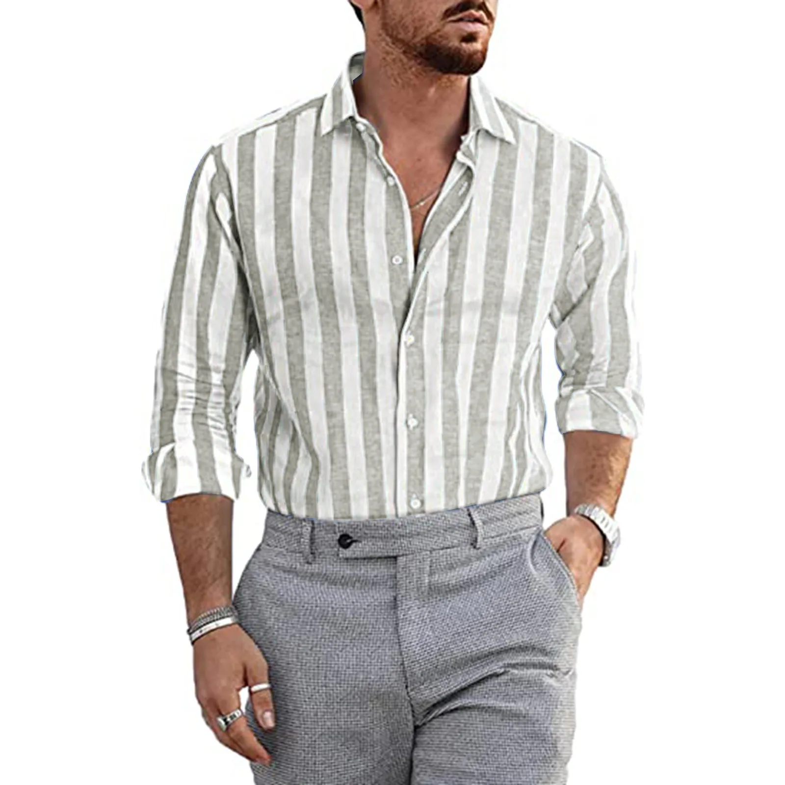 Black Button Mens Fashion Casual Striped Linen Buckle Lapel Long Sleeve Shirt Top Mock Long Sleeve Shirt Men
Black Button Mens Fashion Casual Striped Linen Buckle Lapel Long Sleeve Shirt Top Mock Long Sleeve Shirt Men