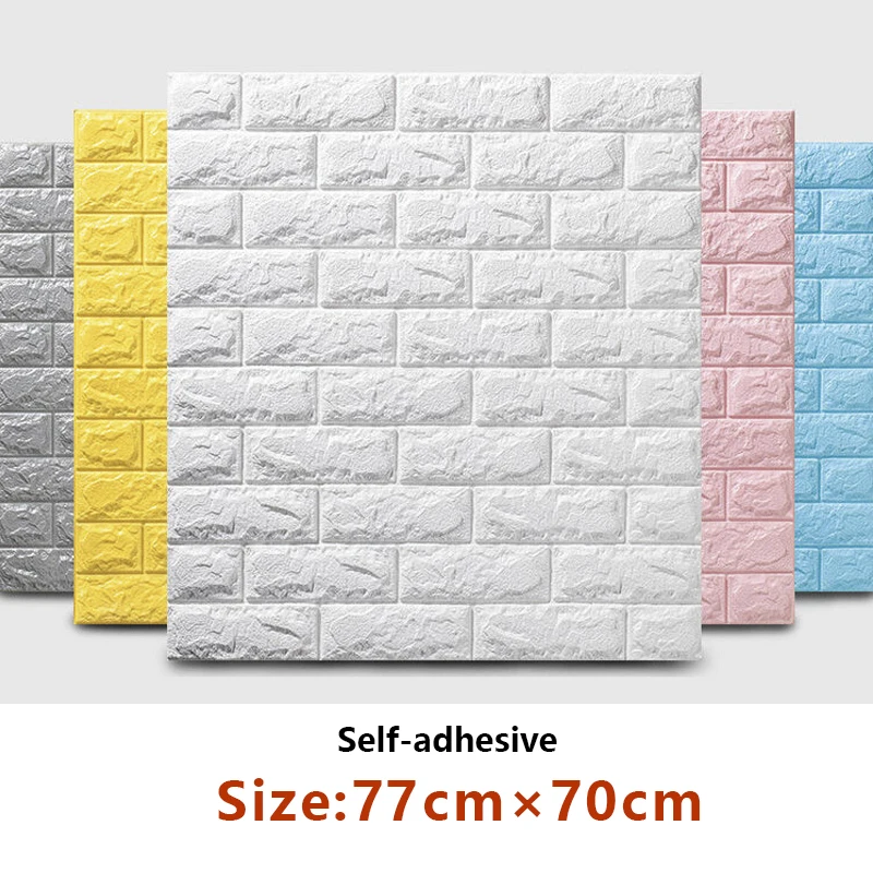 

70x77cm 3D Thickened Self-Adhesive Wall Stickers Brick Texture Waterproof Living Room Bedroom Decoration Self-Adhesive Wallpaper