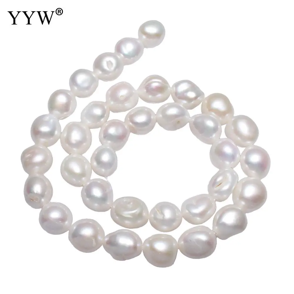

Freshwater Pearl Beads Shaped Baroque Loose Beads 10-11mm White Potato Cultured Natural Pearls For Jewelry Making 15.7"Strands