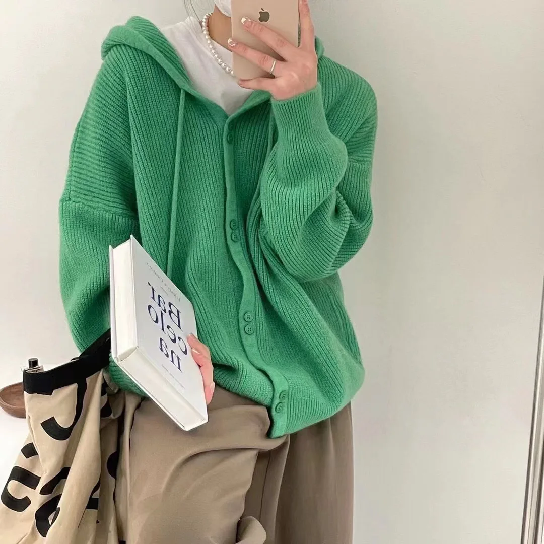 Solid Color Hooded Cardigans Women Autumn Knitted Coat Single Breasted Sweater Female Casual Hoodies Ladies Jumpers
Solid Color Hooded Cardigans Women Autumn Knitted Coat Single Breasted Sweater Female Casual Hoodies Ladies Jumpers