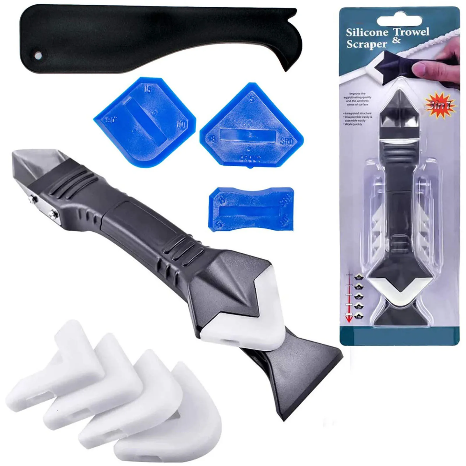 5 In1 Silicone Remover Caulk Finisher Sealant Smooth Scraper Grout Kit Tools With Seam Tape Plastic Hand Tools Set Accessory
5 In1 Silicone Remover Caulk Finisher Sealant Smooth Scraper Grout Kit Tools With Seam Tape Plastic Hand Tools Set Accessory