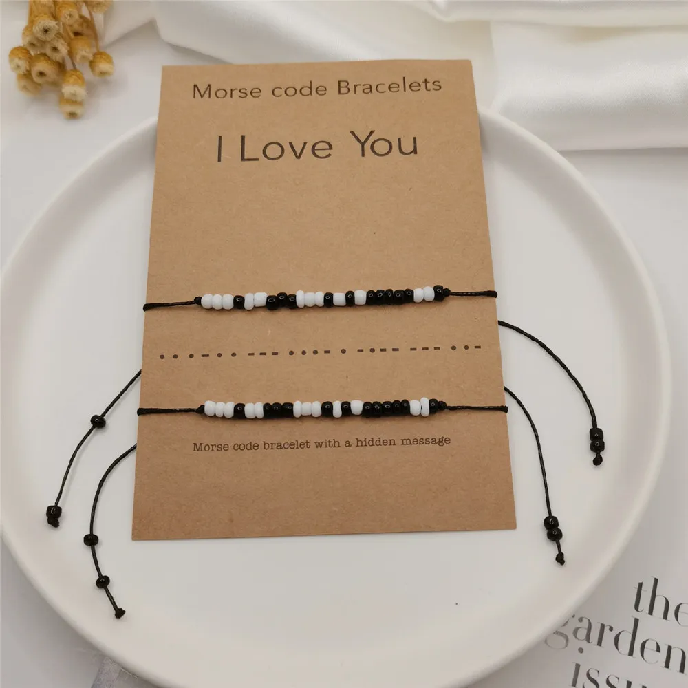 Adjustable Morse Code Bracelet Women Men Handmade Braided Black Rope Bracelet Couple Jewelry
Adjustable Morse Code Bracelet Women Men Handmade Braided Black Rope Bracelet Couple Jewelry