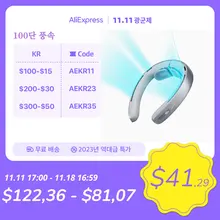 JISULIFE 휴대용 목 선풍기, 100 풍속, 5000mah 배터리, 17 시간 작업 시간, 미니 전기 목 선풍기, USB 충전식 넥밴드 팬
