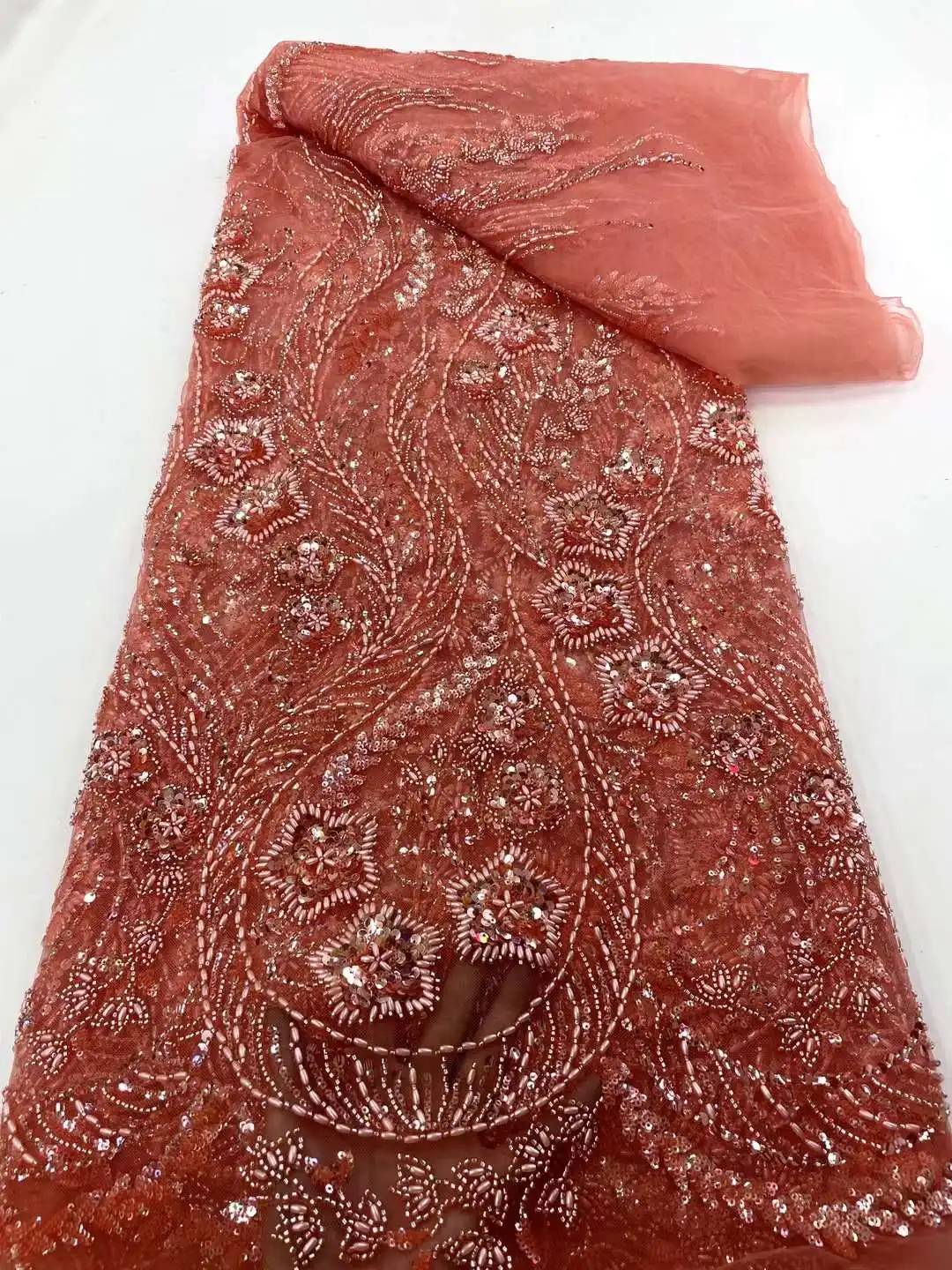 African Beaded Lace Fabric 2023 Sequined Nigerian Lace Fabrics Bridal High Quality French Tulle Lace Fabric For Wedding Sewing
African Beaded Lace Fabric 2023 Sequined Nigerian Lace Fabrics Bridal High Quality French Tulle Lace Fabric For Wedding Sewing