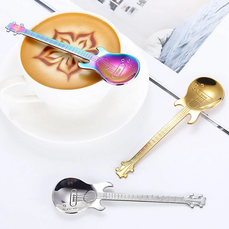 

Guitar Coffee Tea Spoon, Stainless Steel Music Note Spoons Tea Spoon Coffee For Stirring Mixing Sugar Dessert