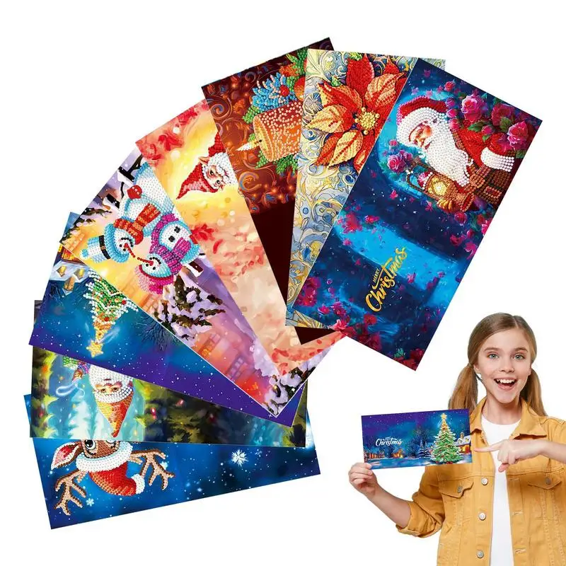 

Аксессуары для изготовления поздравительных открыток, яркие рождественские поздравительные открытки 5D с кристаллами Санта-Клауса, милые наборы для рисования