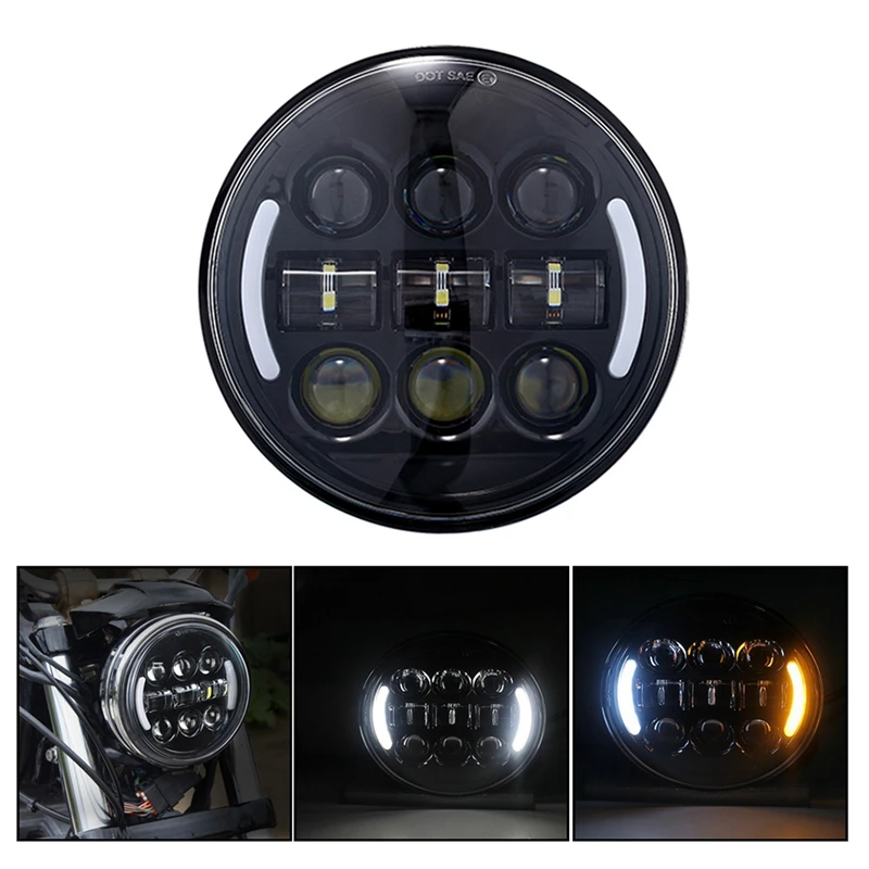 45W 5.75 Inch Motorcycle Headlight LED Round Head Light Lamp High Low Beam Projector with DRL Turn Signal Light
45W 5.75 Inch Motorcycle Headlight LED Round Head Light Lamp High Low Beam Projector with DRL Turn Signal Light