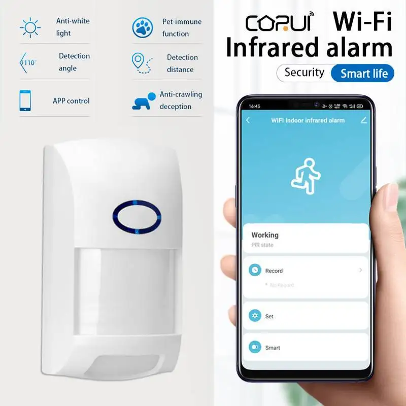 Умные инфракрасные детекторы CORUI Tuya с Wi-Fi, датчик движения, сигнализация, совместима с приложением Smart Life и Alexa Google Home
Умные инфракрасные детекторы CORUI Tuya с Wi-Fi, датчик движения, сигнализация, совместима с приложением Smart Life и Alexa Google Home