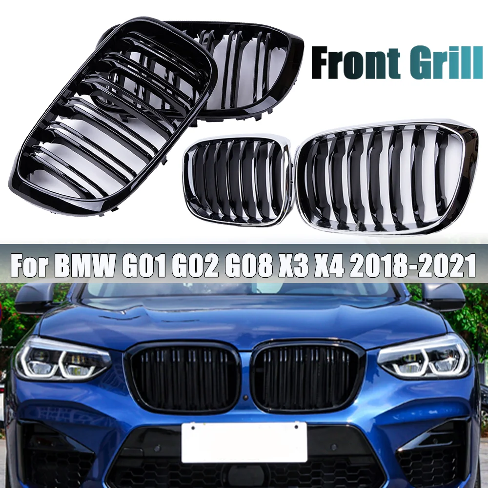 Pair Front Grille Kidney Grill Double Slat Racing Grills Glossy Black For BMW G01 G02 G08 X3 X4 2018-2021 Car Accessories
Pair Front Grille Kidney Grill Double Slat Racing Grills Glossy Black For BMW G01 G02 G08 X3 X4 2018-2021 Car Accessories