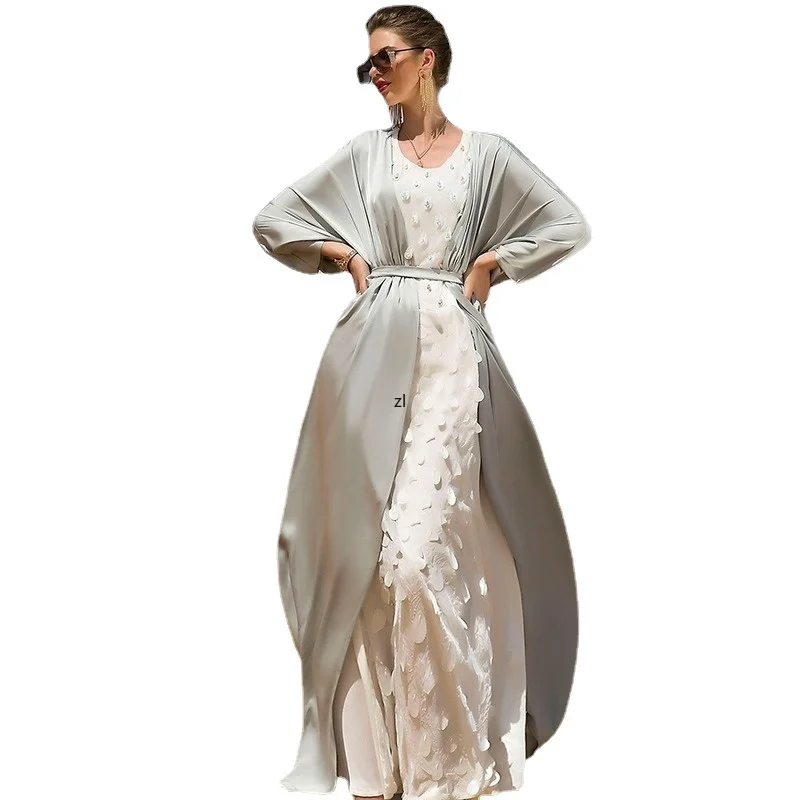 Kaftan 2pcs Moroccan Caftan Set Silky Open Abaya+Sleeveless Dress Belted Muslim Kimono Dubai Arabic Party Evening Suit Ramadan
Kaftan 2pcs Moroccan Caftan Set Silky Open Abaya+Sleeveless Dress Belted Muslim Kimono Dubai Arabic Party Evening Suit Ramadan
