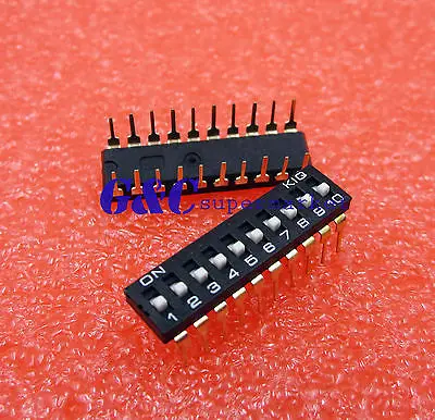 Black 2.54mm Pitch 10-Bit 10 Positions Ways Slide Type DIP Switch DIY electronics
Black 2.54mm Pitch 10-Bit 10 Positions Ways Slide Type DIP Switch DIY electronics