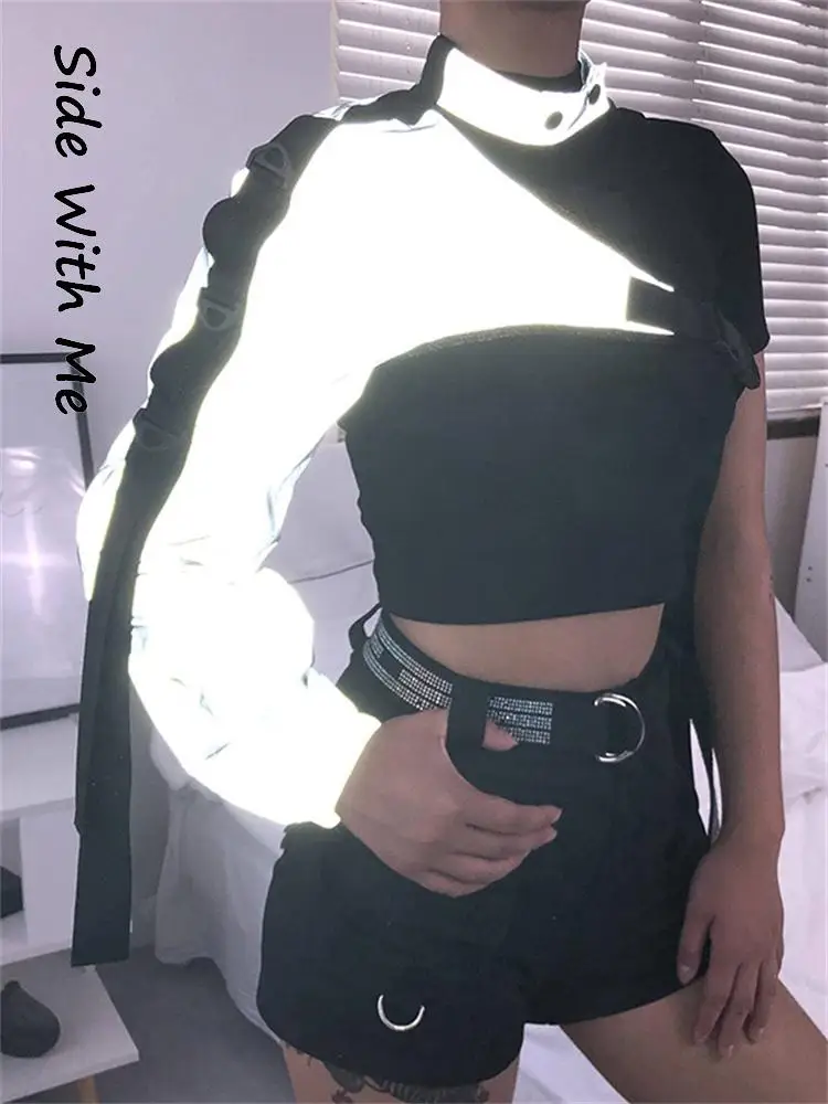 Женская футболка с длинным рукавом и круглым вырезом, на одно плечо 
Женская футболка с длинным рукавом и круглым вырезом, на одно плечо