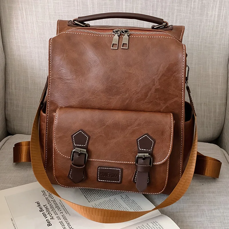 WR Trendy Women's Backpack Vintage Pu Leather Daypack Brown Mochilas Para Mujer Casual Travel Bag Student hool Bag
WR Trendy Women's Backpack Vintage Pu Leather Daypack Brown Mochilas Para Mujer Casual Travel Bag Student hool Bag