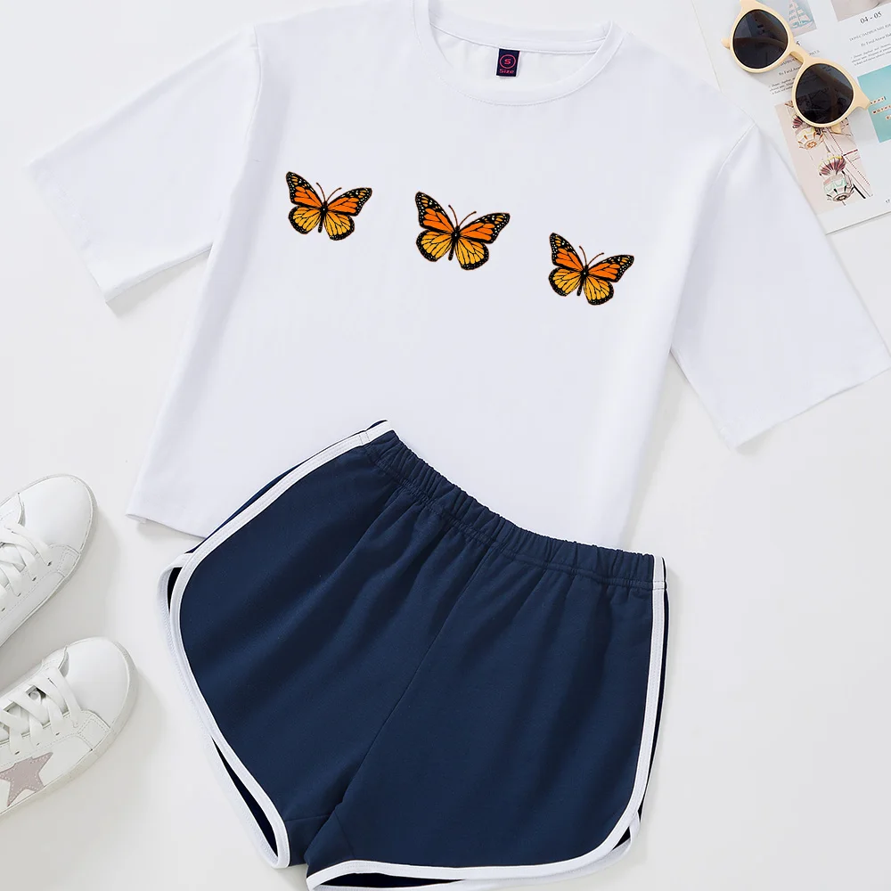 Butterfly Print Nightgowns Sleepwear Women Loungewear White Black Crop Sleep Shirts Pajamas Woman Cotton Pajama Sets Summer Suit
Butterfly Print Nightgowns Sleepwear Women Loungewear White Black Crop Sleep Shirts Pajamas Woman Cotton Pajama Sets Summer Suit