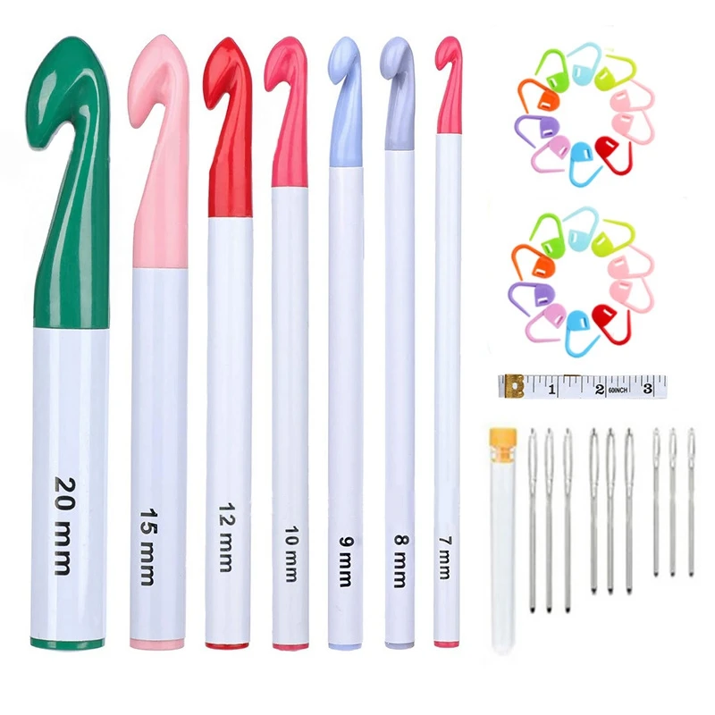 7 Pieces Colorful Crochet Hooks Plastic Handle Needles Knitting Needles Thick Crochet Scarf Tool Set 7/8/9/10/12/15/20Mm
7 Pieces Colorful Crochet Hooks Plastic Handle Needles Knitting Needles Thick Crochet Scarf Tool Set 7/8/9/10/12/15/20Mm