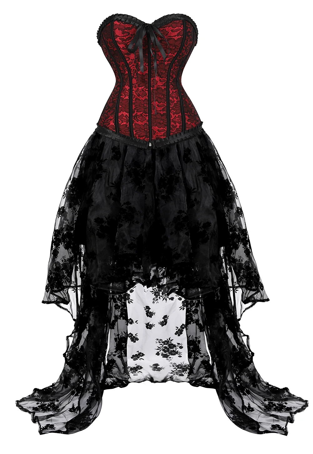 Corset Bustier Dress High and Low Skirt Set Tulle Long Lace Stripe Plus Size Gothic Burlesque Korsett for Women Costume
Corset Bustier Dress High and Low Skirt Set Tulle Long Lace Stripe Plus Size Gothic Burlesque Korsett for Women Costume