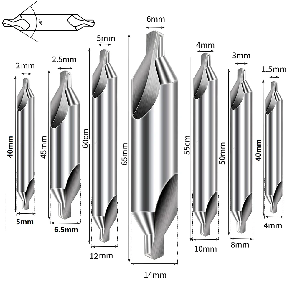 2PCS HSS Combined Center Drill 60° A-Type High-Speed Steel Center Drill Metalworking Hole Drill Hole Cutter 2.5x6.5x45mm
2PCS HSS Combined Center Drill 60° A-Type High-Speed Steel Center Drill Metalworking Hole Drill Hole Cutter 2.5x6.5x45mm