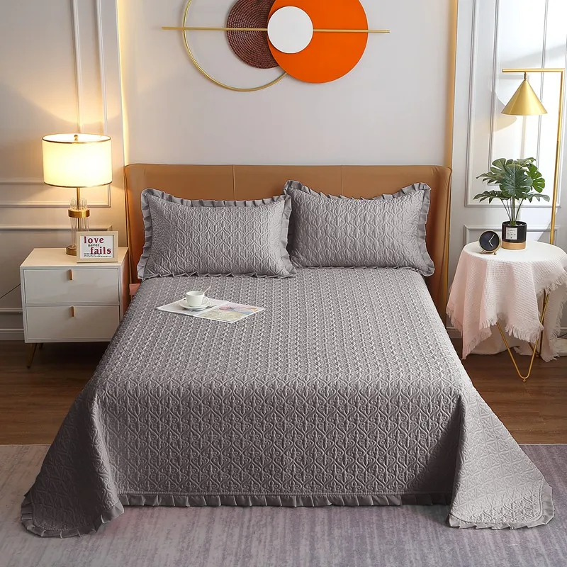 Gray Thicken Bedspread on bed Solid Color Quilt Double Bed Covers Super warm Quilted Bedspread cubre cama 230x250cm 
Gray Thicken Bedspread on bed Solid Color Quilt Double Bed Covers Super warm Quilted Bedspread cubre cama 230x250cm