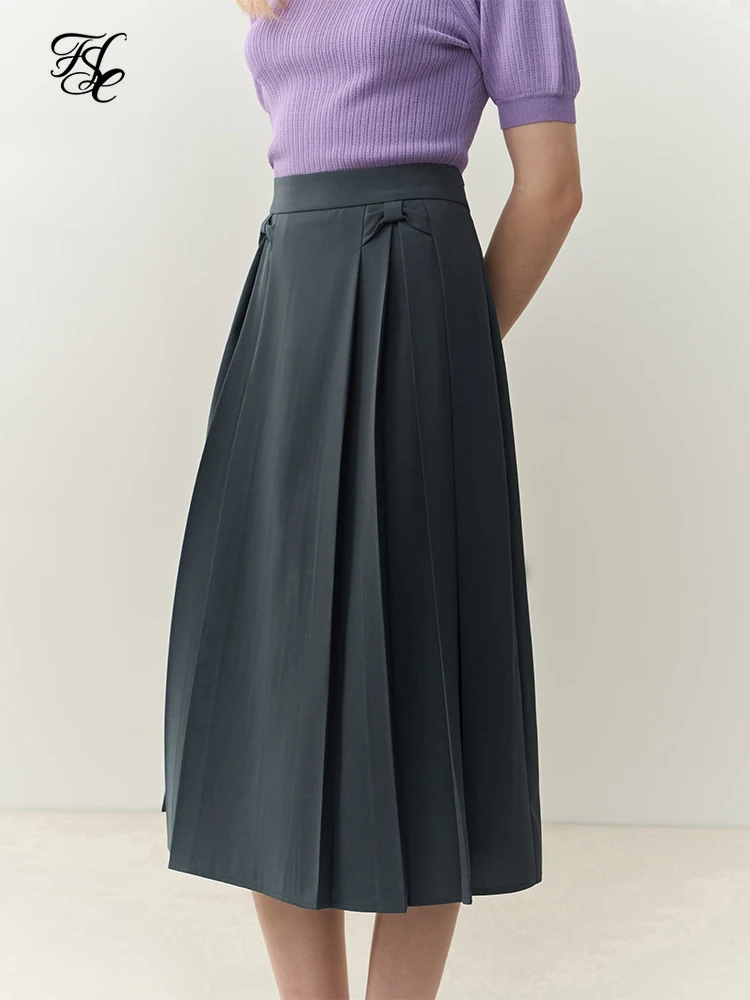 FSLE College Style A-line Skirt Women Summer New Bow Pleated Casual Solid Women Skirt Deep Blue Office Lady Women Skirt
FSLE College Style A-line Skirt Women Summer New Bow Pleated Casual Solid Women Skirt Deep Blue Office Lady Women Skirt