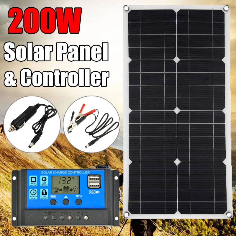 200W Solar Panel Solar Power Generator System Solar Monocrystalline Panel with Controller for Outdoor Travel Camping Car Yacht
200W Solar Panel Solar Power Generator System Solar Monocrystalline Panel with Controller for Outdoor Travel Camping Car Yacht