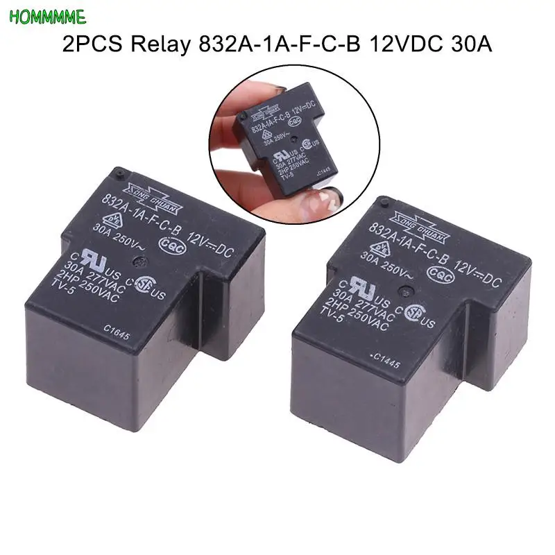 

2PCS 12V Relay 832A-1A-F-C-B 12VDC 30A 4Pins Electromagnetic Relay Home Appliance Relays Black Wholesale