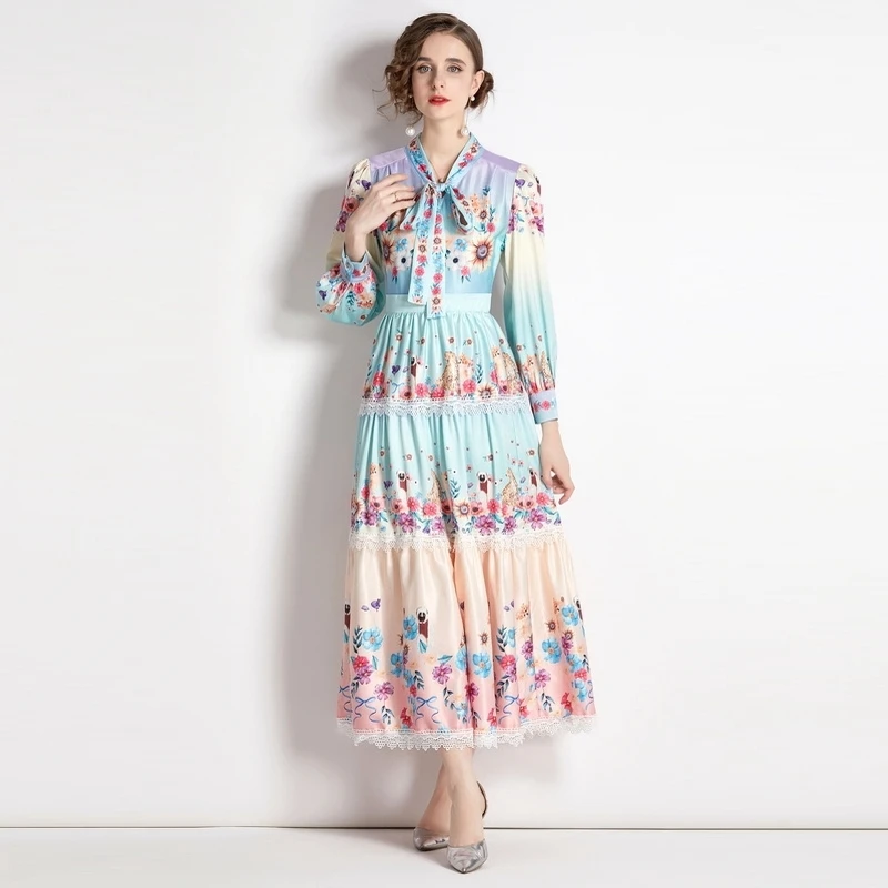 SuperAen Autumn 2022 New Retro Temperament Lace-up Printing Big Swing Lace Stitching Ruffles Long Dress
SuperAen Autumn 2022 New Retro Temperament Lace-up Printing Big Swing Lace Stitching Ruffles Long Dress