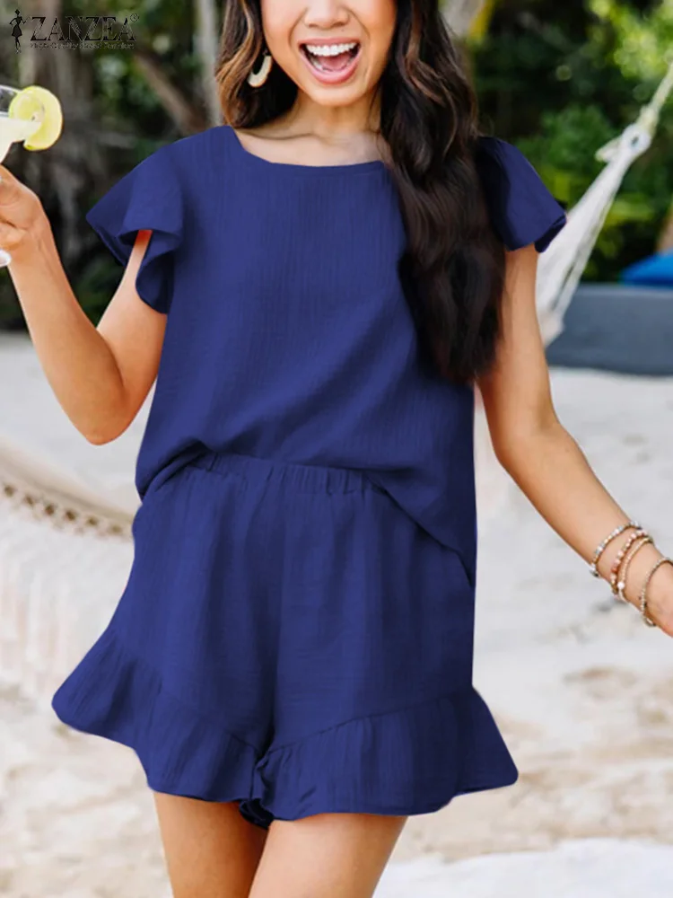 ZANZEA Women Matching Sets Fashion Tunic And Pants 2 Piece Sets Short Sleeve Flounce Blouses Elastic Waist Trousers Oversized
ZANZEA Women Matching Sets Fashion Tunic And Pants 2 Piece Sets Short Sleeve Flounce Blouses Elastic Waist Trousers Oversized