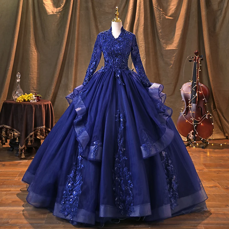 Elegant Royal Blue Evening Dress Long Sleeve Beading Sequins Lace Appliques Formal Dresses Women's Backless Banquet Gowns
Elegant Royal Blue Evening Dress Long Sleeve Beading Sequins Lace Appliques Formal Dresses Women's Backless Banquet Gowns