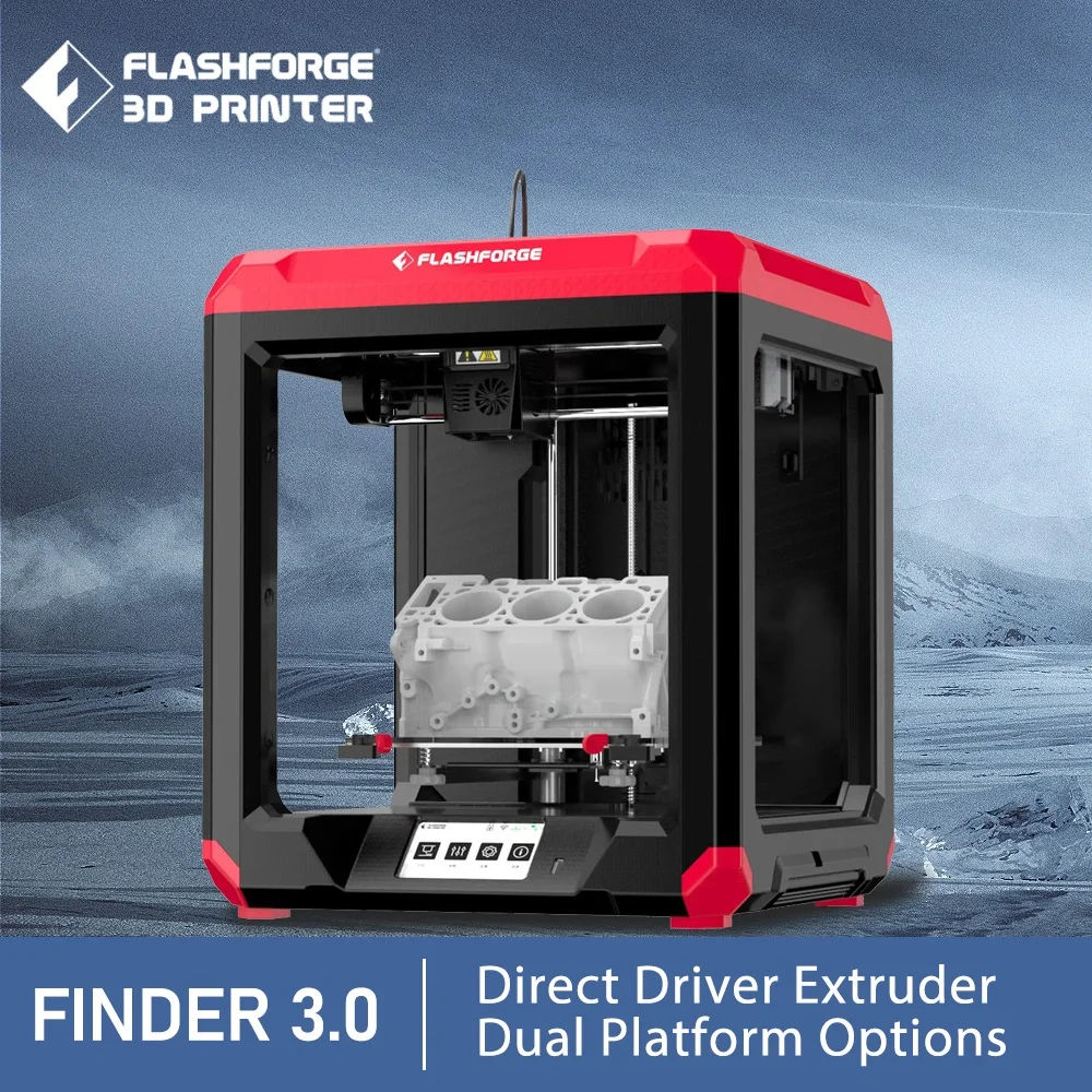 

Новый 3D принтер Flashforge Finder 3 с прямым драйвером, экструдер с максимальной температурой 260, стеклянная платформа и подставка для кровати PEI TPU 190*195*200