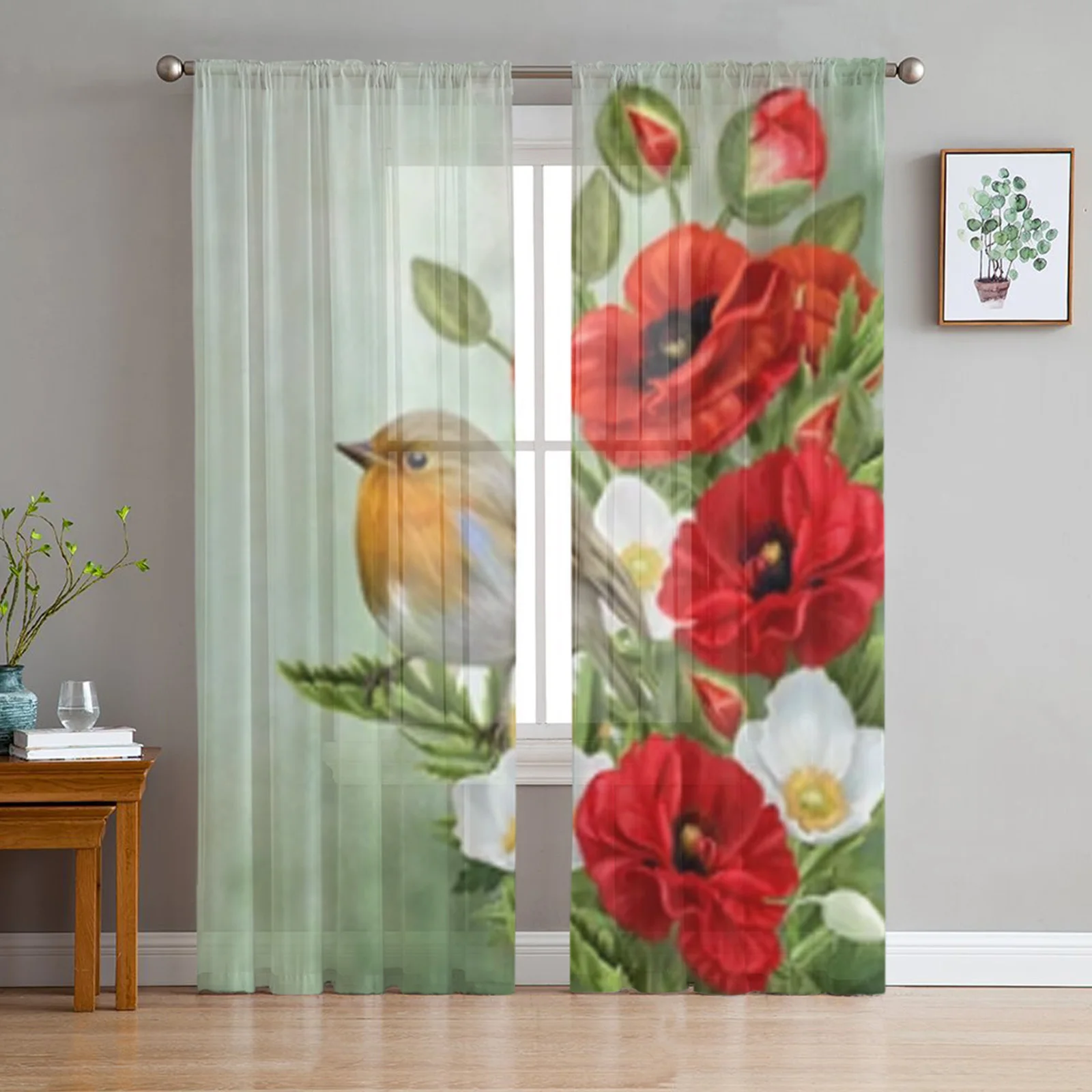 Yellow Bird On A Red Poppies Tulle Window Curtain For Living Room Bedroom Voile Sheer Curtains Kitchen Treatments Drapes
Yellow Bird On A Red Poppies Tulle Window Curtain For Living Room Bedroom Voile Sheer Curtains Kitchen Treatments Drapes