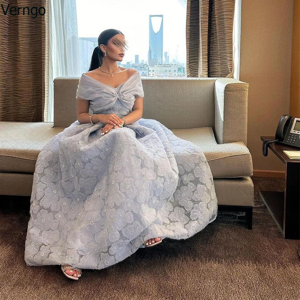

Verngo A-line Arabic Prom Dress Off Shoulder Evening Gown 2023 Satin Women Long Formal Party Occasion Dress Robe De Soiree