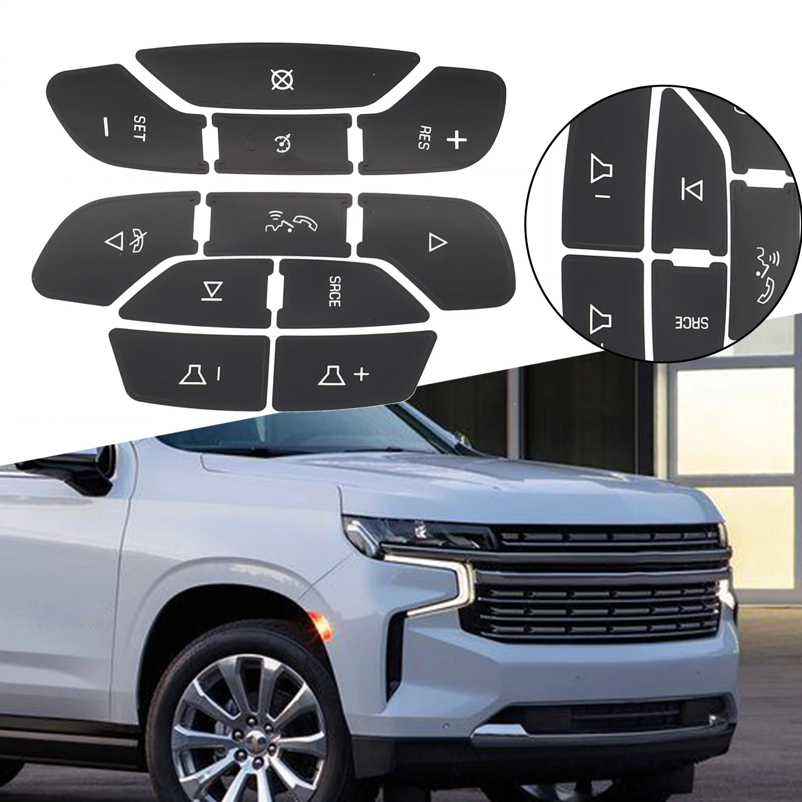 Car Replacement Steering Wheel Button Stickers Fits For Tahoe For Yukon 2007-2014 Auto Stickers Decals Replacement
Car Replacement Steering Wheel Button Stickers Fits For Tahoe For Yukon 2007-2014 Auto Stickers Decals Replacement