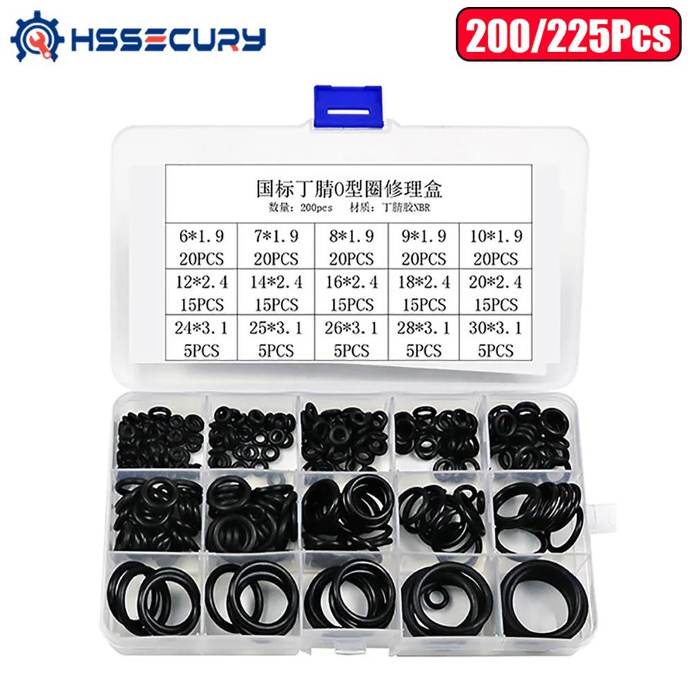 225pcs O-ring Rubber Gaskets Seal Ring Kit NBR Nitrile Silicone Rubber Repair Faucet Sealing Valve Waterproof Gasket Boxed
225pcs O-ring Rubber Gaskets Seal Ring Kit NBR Nitrile Silicone Rubber Repair Faucet Sealing Valve Waterproof Gasket Boxed