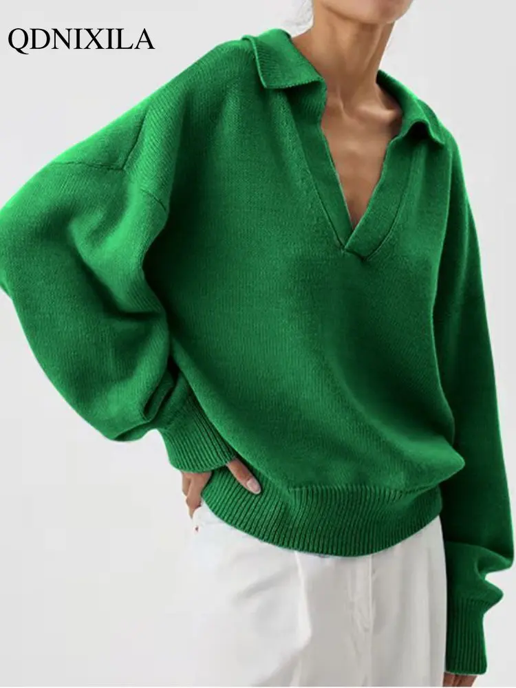 2023 Autumn Winter Women's Knit Polo Collar Pullover Sweater Pull Long Sleeve Top V Neck Loose Casual Thic Oversize Soft Warm
2023 Autumn Winter Women's Knit Polo Collar Pullover Sweater Pull Long Sleeve Top V Neck Loose Casual Thic Oversize Soft Warm