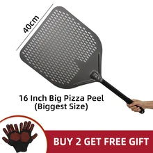 16 inch Big Pizza Peel Perforated Shovel paddle Metal Handle for Oven Turning Peel Kitchen Tools Nonstick Baking Accessories