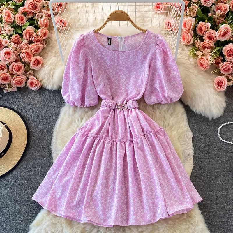 French Chic Dress O-Neck Lace-Up Patchwork Dresses Female Printing Short Puff Sleeve Vestidos Summer Women Clothes Dropshipping
French Chic Dress O-Neck Lace-Up Patchwork Dresses Female Printing Short Puff Sleeve Vestidos Summer Women Clothes Dropshipping
