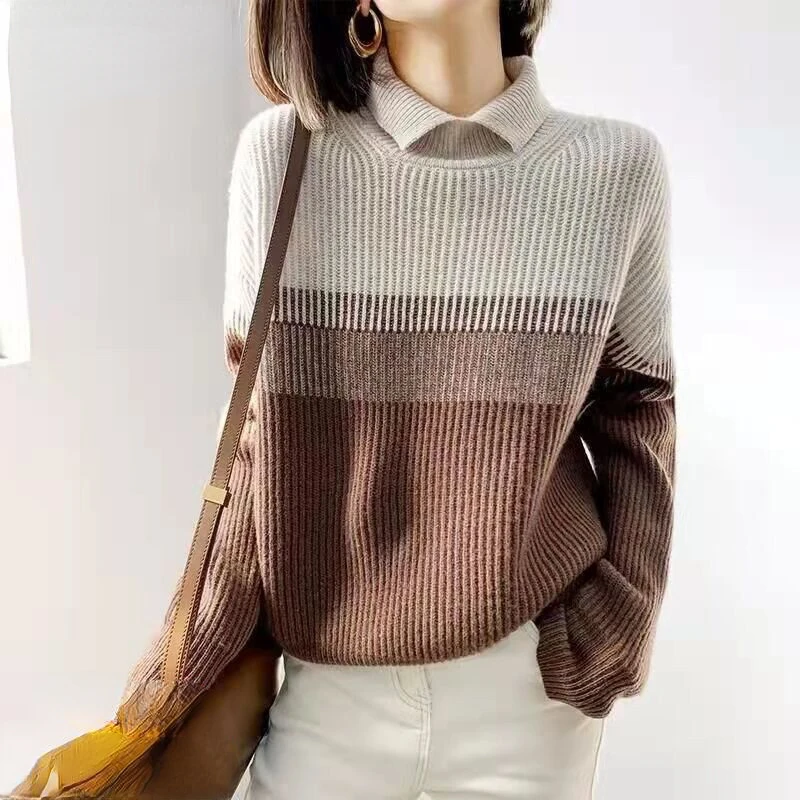 2022 Fashion Women's Spring and Autumn New Patchwork Striped Peter Pan Collar Knit Sweater Cotton Knit Long Sleeve Pullover Z78
2022 Fashion Women's Spring and Autumn New Patchwork Striped Peter Pan Collar Knit Sweater Cotton Knit Long Sleeve Pullover Z78